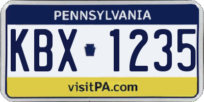 PA license plate KBX1235