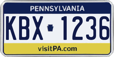 PA license plate KBX1236