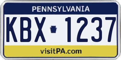 PA license plate KBX1237