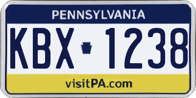 PA license plate KBX1238