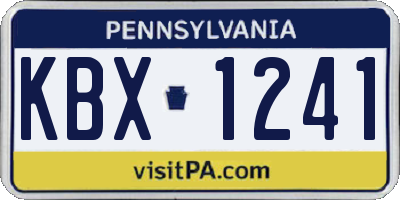 PA license plate KBX1241