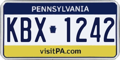PA license plate KBX1242