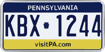 PA license plate KBX1244