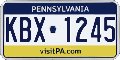PA license plate KBX1245