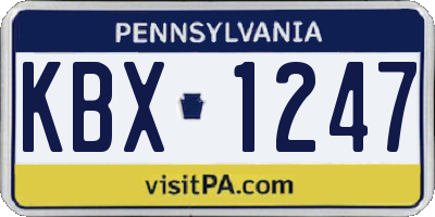 PA license plate KBX1247