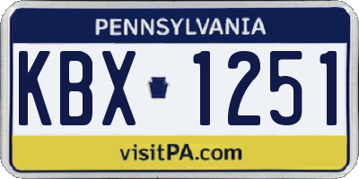 PA license plate KBX1251