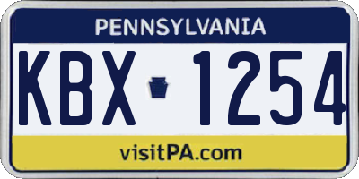 PA license plate KBX1254