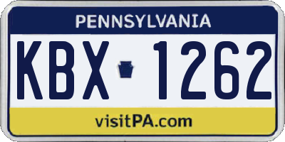 PA license plate KBX1262
