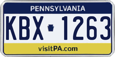 PA license plate KBX1263
