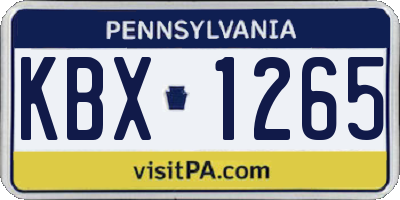 PA license plate KBX1265