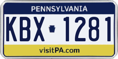 PA license plate KBX1281