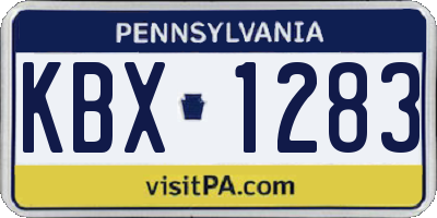 PA license plate KBX1283