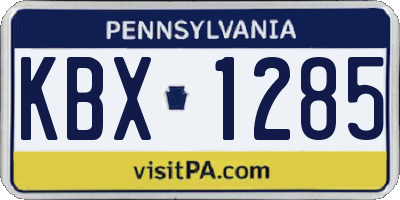 PA license plate KBX1285