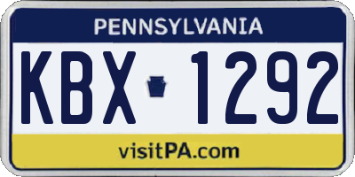 PA license plate KBX1292