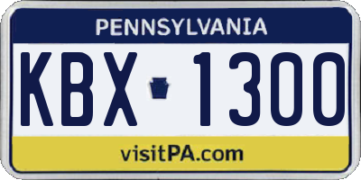 PA license plate KBX1300