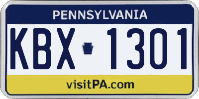 PA license plate KBX1301