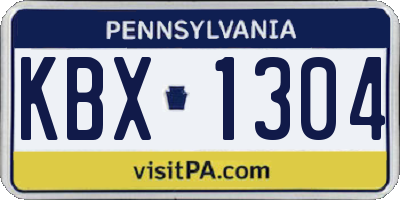 PA license plate KBX1304
