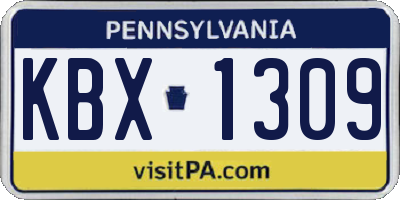PA license plate KBX1309