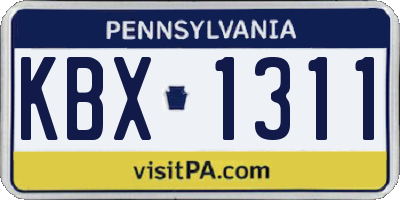 PA license plate KBX1311