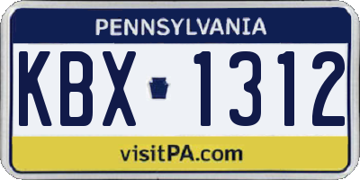 PA license plate KBX1312