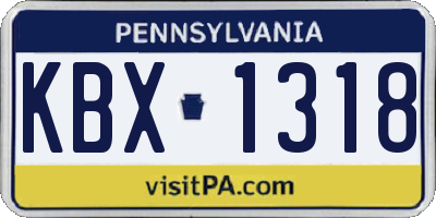 PA license plate KBX1318