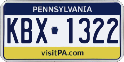 PA license plate KBX1322