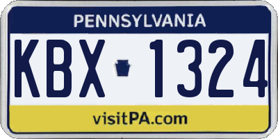 PA license plate KBX1324