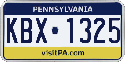 PA license plate KBX1325