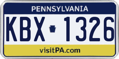 PA license plate KBX1326