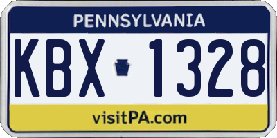 PA license plate KBX1328