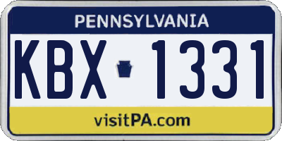 PA license plate KBX1331