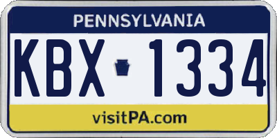 PA license plate KBX1334