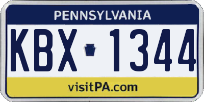 PA license plate KBX1344