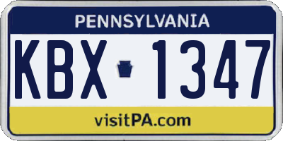 PA license plate KBX1347