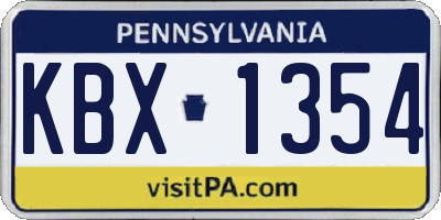 PA license plate KBX1354
