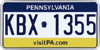 PA license plate KBX1355