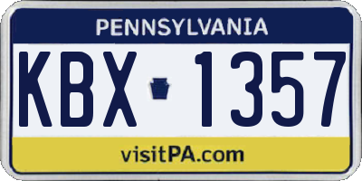 PA license plate KBX1357