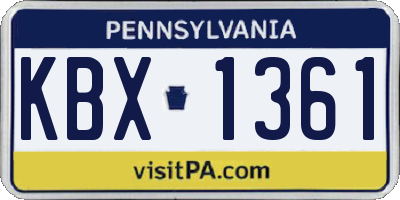 PA license plate KBX1361