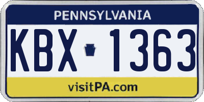 PA license plate KBX1363