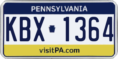 PA license plate KBX1364