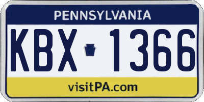PA license plate KBX1366