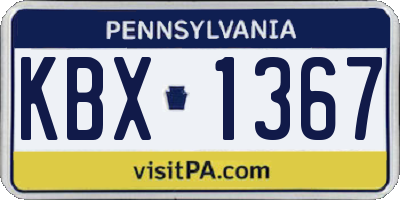 PA license plate KBX1367