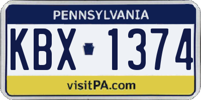 PA license plate KBX1374