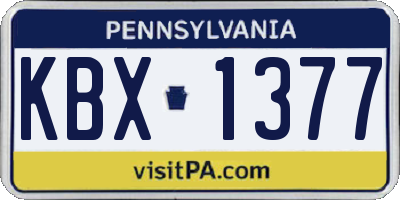 PA license plate KBX1377