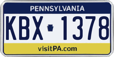 PA license plate KBX1378