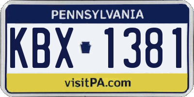 PA license plate KBX1381