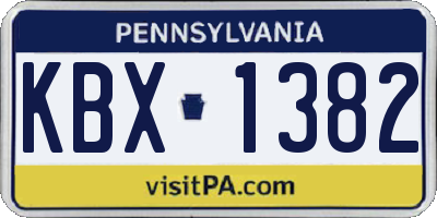 PA license plate KBX1382