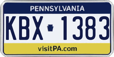 PA license plate KBX1383