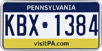 PA license plate KBX1384
