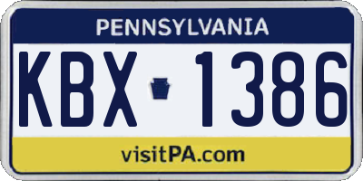 PA license plate KBX1386